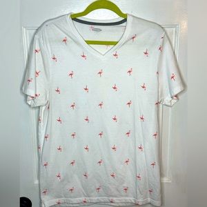 Beautiful top, M, pink and coral flamingos. Short sleeve cotton.